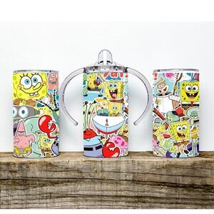 Nuby Nickelodeon 2 Kids Sippy Cups SpongeBob Square Pants & Baby Shark BPA Free